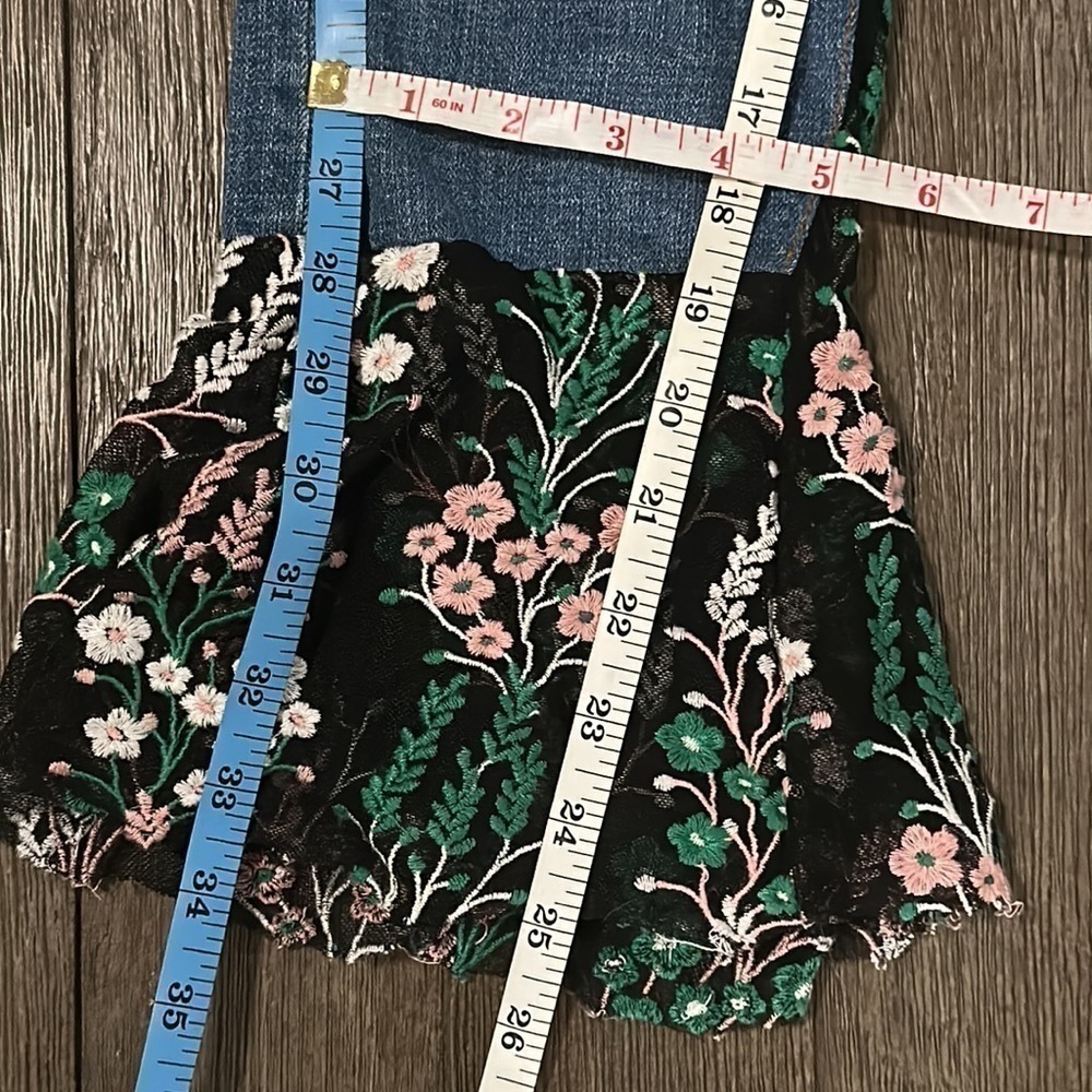 Pilcro Flared Embroidered Floral Tulle Jean - Picture 10 of 12